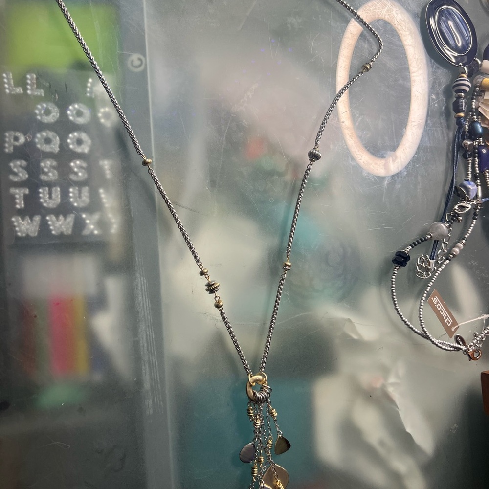 Chico's Silver and Gold Dainty Necklace with Bead Accents